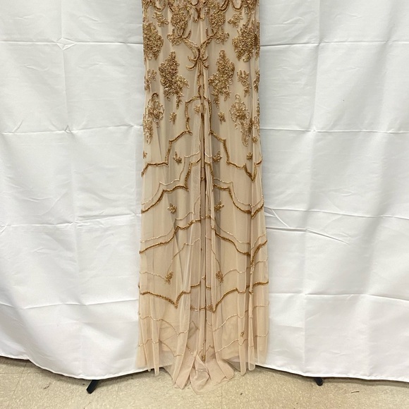 Theia cap sleeves V-Neck fully beaded long gown - Picture 9 of 12